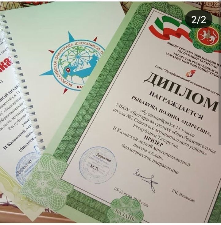 Ученица Болгарской школы отмечена дипломом