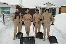 Юнармейцы первый городской школы приняли участие в акции "Снежный десант"
